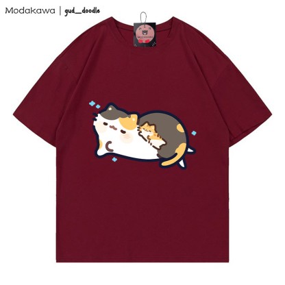 MODAKAWA X gud_doodle T-Shirt mit schlafendem Katzen-Print - Wine Red - 5XL - image 5