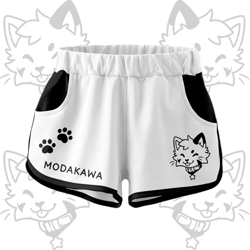 Kitty Graphic Crop Tank Sport Top Shorts Bikini Modakawa Matching Outfit - White Shorts - 5XL - image 7