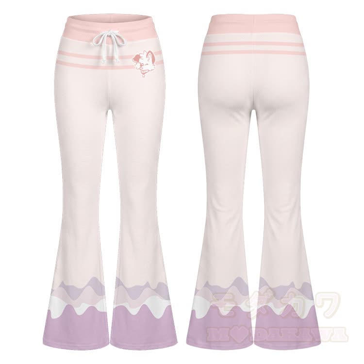 MODAKAWA X popipeko Puppy Graphic Crop Tank Top Sport Top Flare Pants Matching Outfit - Rosa Hose - 2XL - image 11