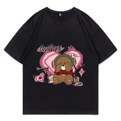 MODAKAWA COUNTDOWN Cover Eyes Bear Grafik-T-Shirt - Black - 5XL - image 4
