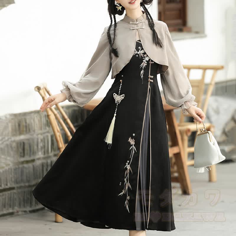 Vintage-Top mit Schnalle, besticktes Unterkleid mit Blumenmuster, passendes Outfit - image 6