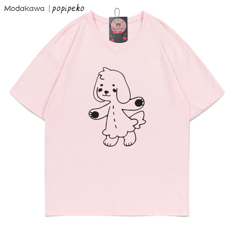 MODAKAWA X popipeko Puppy Pookie Print T-Shirt - Pink - 5XL - image 4
