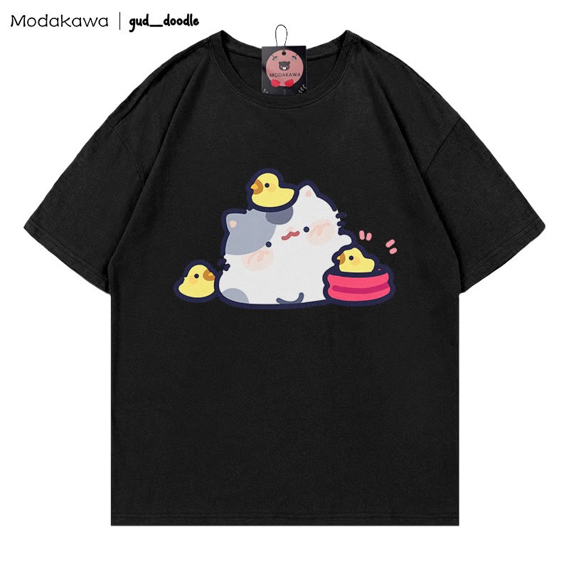 MODAKAWA X gud_doodle T-Shirt mit Kitty-Küken-Print - Black - 5XL - image 3