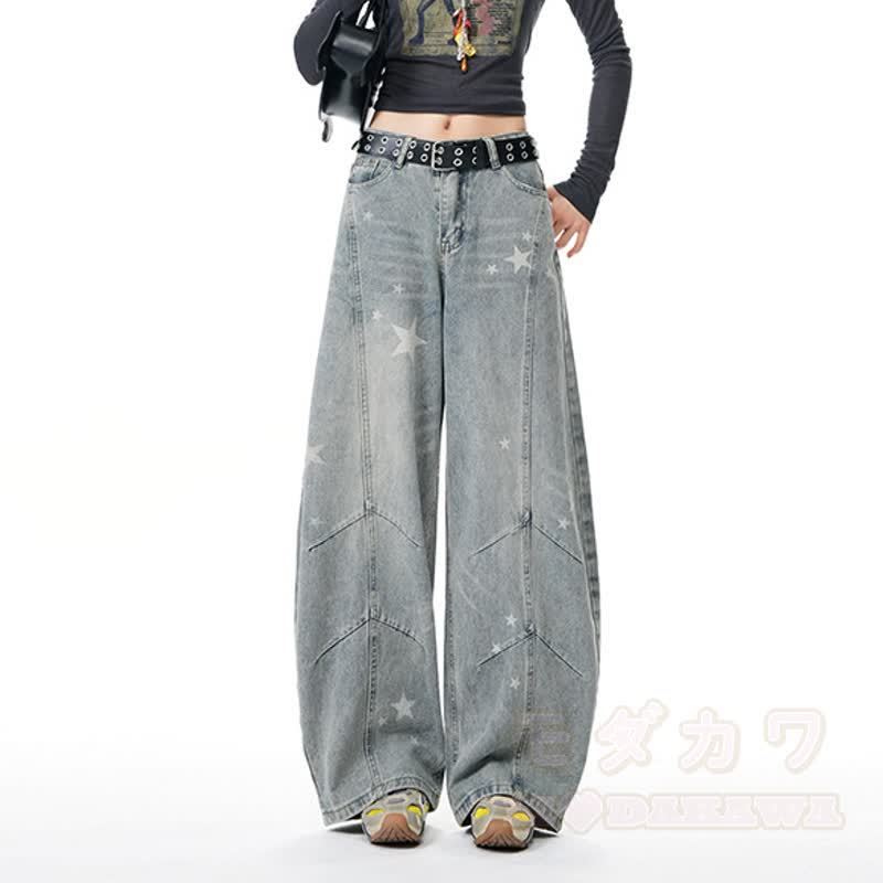 Zweiteiliges Set: Jeansjacke mit Sternenmuster und Farbverlauf, Jeans mit weitem Bein - Blaue Hose - XL - image 9
