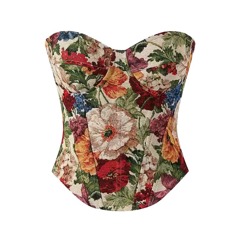 Vintage Blumen Korsett Top Pferdegesicht Rock - Spitze - XL - image 3