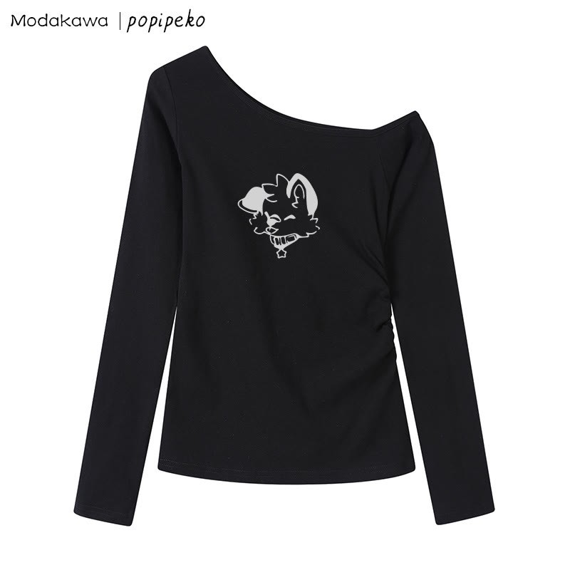 MODAKAWA X popipeko Puppy Graphic Off The Shoulder Top - Black - XL - image 7