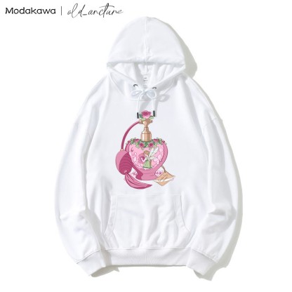MODAKAWA X old_arcture Rose Angel Parfümflasche Buchstabendruck Modakawa Lockerer Hoodie - White - 5XL - image 7