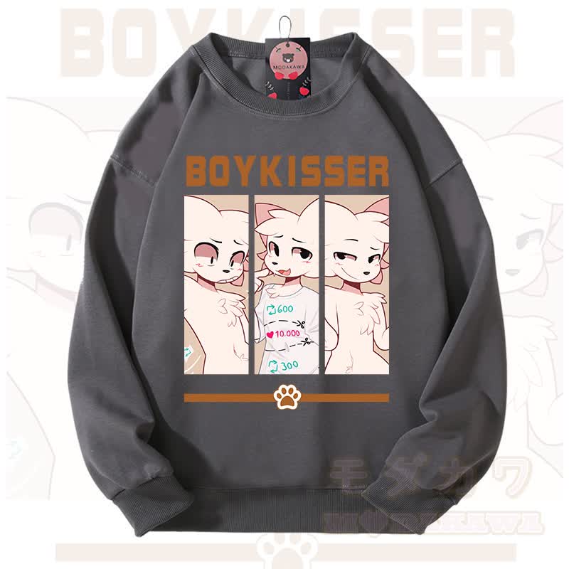 MODAKAWA X zarckets BOYKISSER Fuchs-Grafik Unisex-Sweatshirt - Dunkelgrau - 3XL - image 8