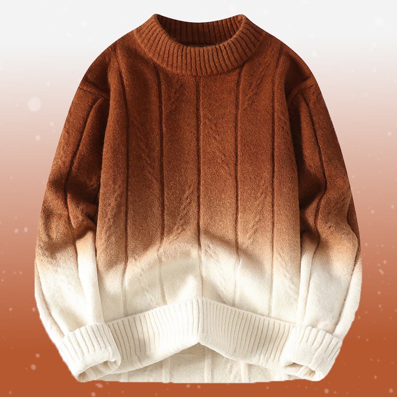 Zweiteiliger Strickpullover mit Farbverlauf und Taschen - Brown Sweater - 4XL - image 6