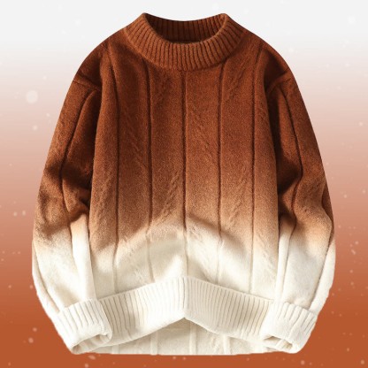 Zweiteiliger Strickpullover mit Farbverlauf und Taschen - Brown Sweater - 4XL - image 6