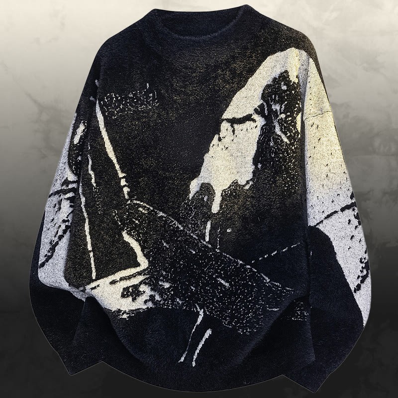 Vintage Strickpullover und Cargohose, zweiteilig - Black Sweater - 3XL - image 6