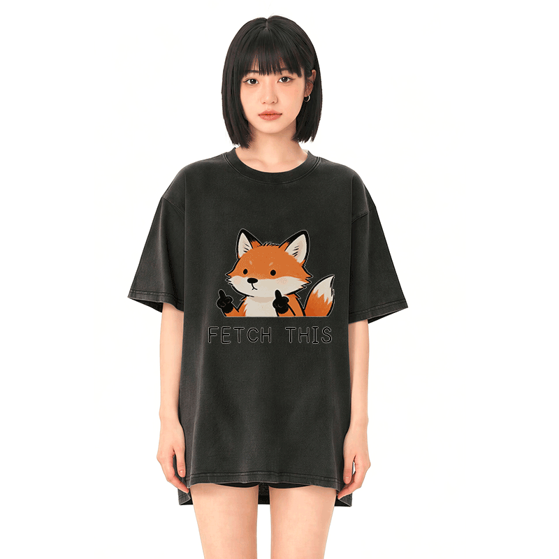 Hol dir dieses Modakawa Vintage T-Shirt mit Fuchs-Motiv aus gewaschener 100% Baumwolle! - image 2