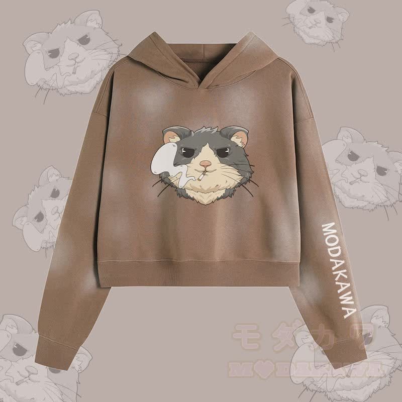 MODAKAWA Unisex-Hoodie mit Raucherhamster-Motiv im Vintage-Look - Braun - XL - image 3