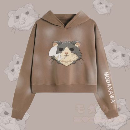 MODAKAWA Unisex-Hoodie mit Raucherhamster-Motiv im Vintage-Look - Braun - XL - image 3