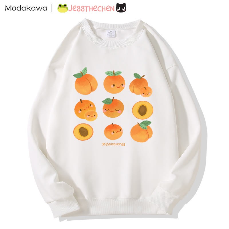 MODAKAWA X jessthechen Sweatshirt mit Pfirsichprint und Rundhalsausschnitt - White - 5XL - image 5
