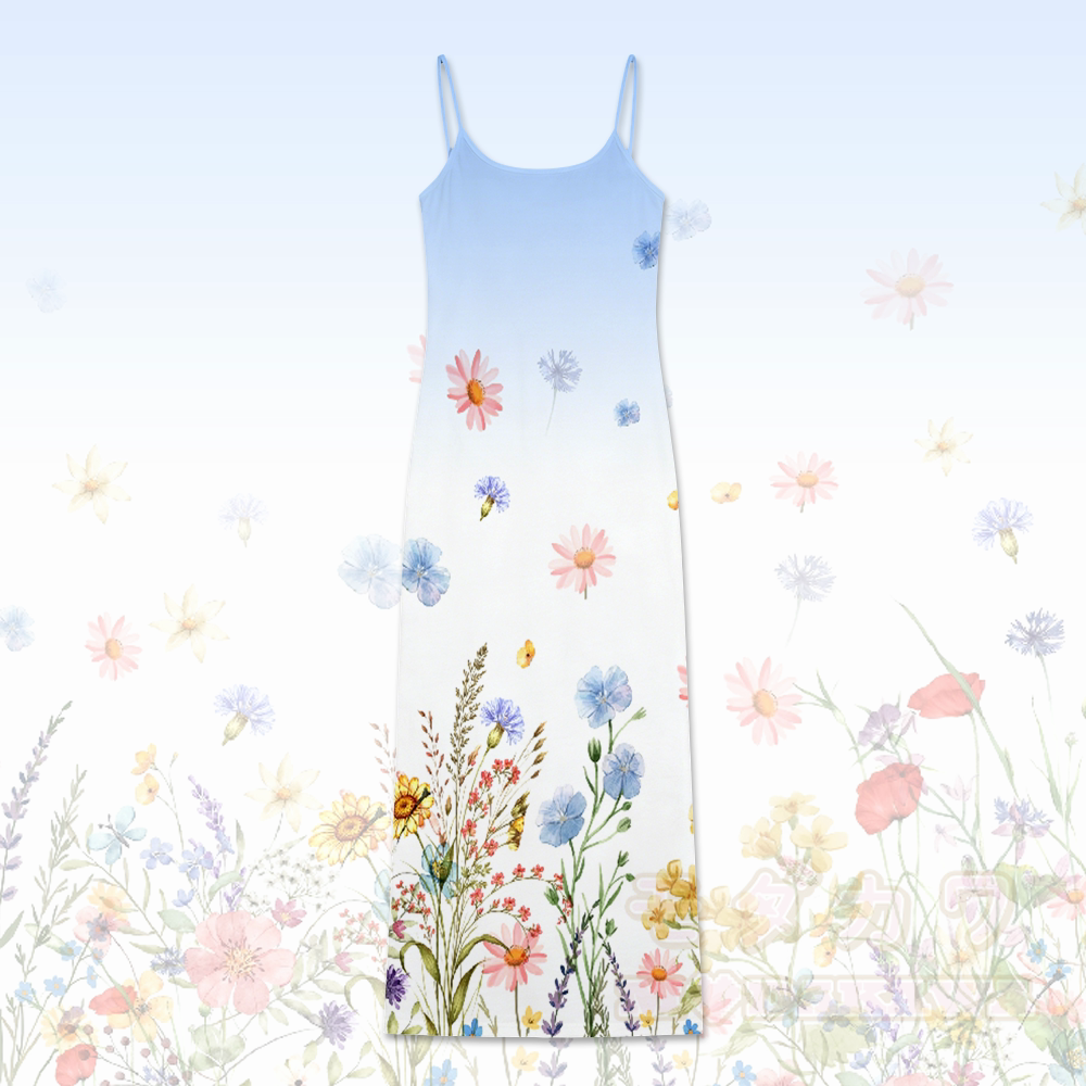 Modakawa Slipkleid mit Blumenmuster und Farbverlauf - Blau - 5XL - image 3