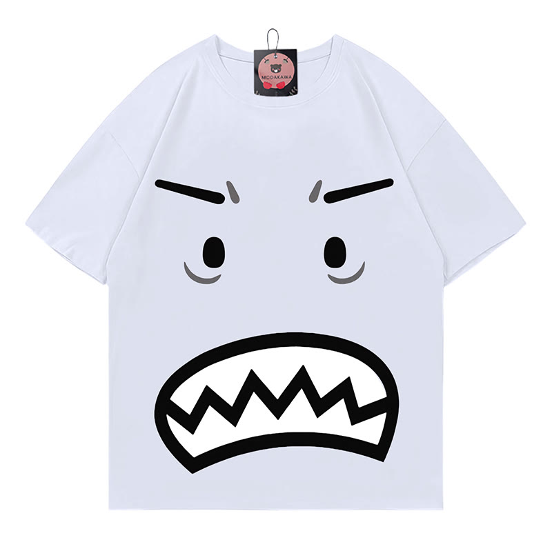 Modakawa T-Shirt mit wütendem Gesichtsausdruck - White - 5XL - image 3