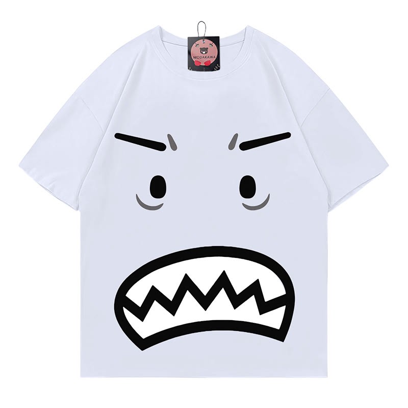 Modakawa T-Shirt mit wütendem Gesichtsausdruck - White - 5XL - image 3