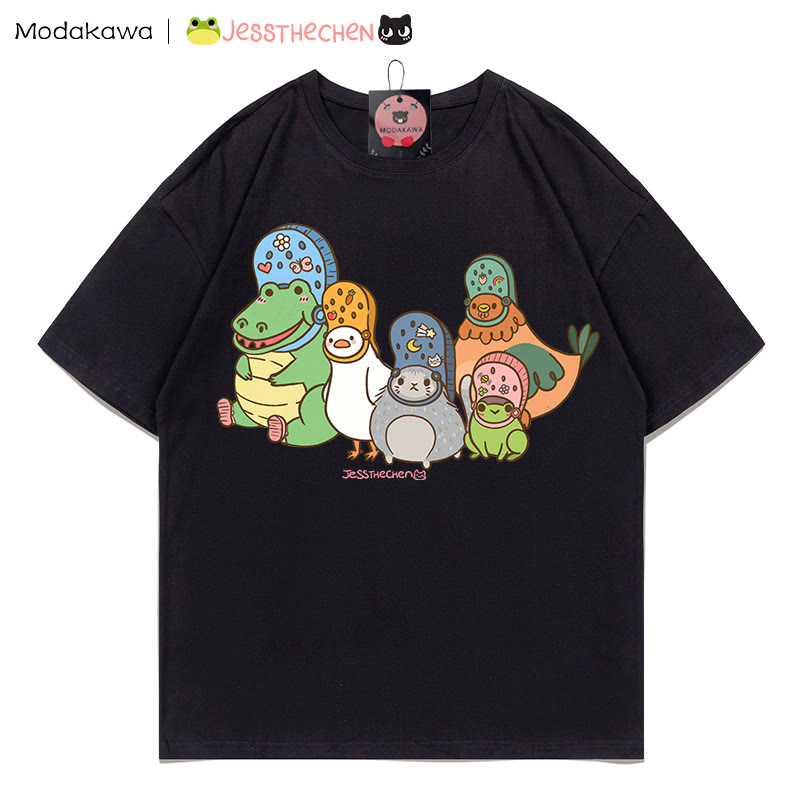 MODAKAWA X jessthechen Animal Friends Grafik-T-Shirt - Black - 5XL - image 3