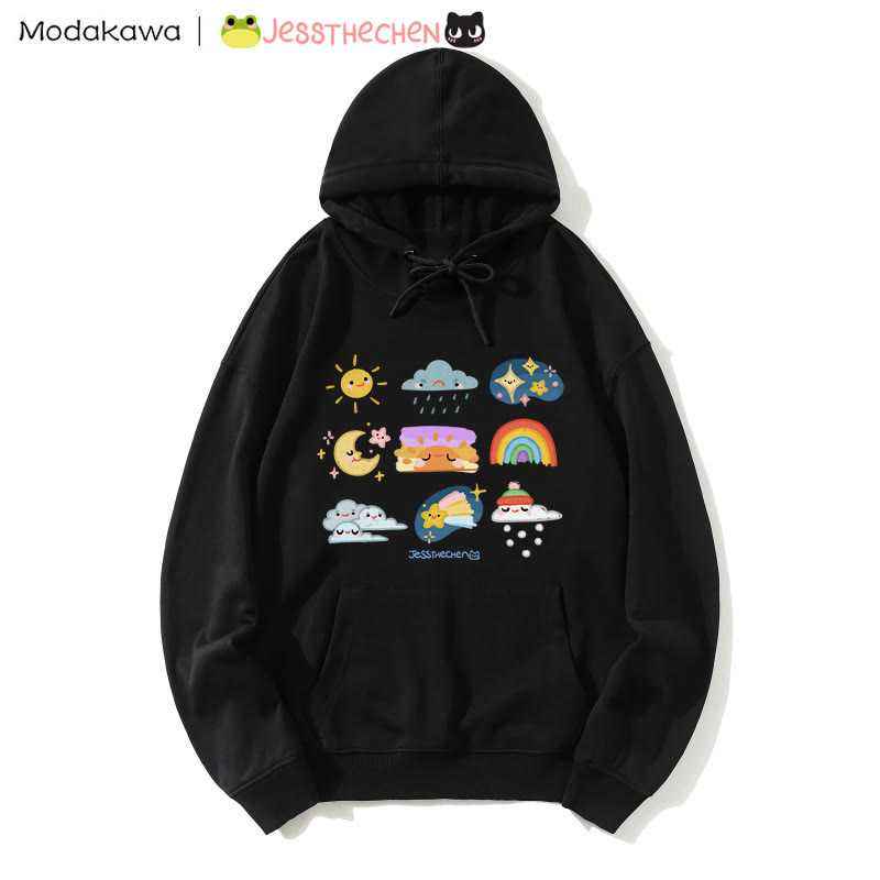 MODAKAWA X jessthechen – Lockerer Hoodie mit „Weather“-Print - Black - 5XL - image 4