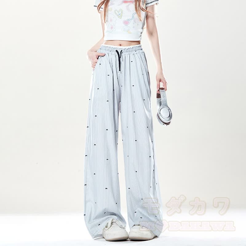 Zweiteiliges Set: Sternenmuster-Top mit schulterfreiem Spitzeneinsatz, gepunktete Hose mit weitem Bein und passendem Spitzentop mit Polka-Dot-Print, schulterfreiem Top und gepunkteter Hose mit weitem Bein - Hose - L - image 10