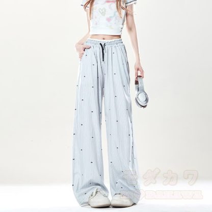 Zweiteiliges Set: Sternenmuster-Top mit schulterfreiem Spitzeneinsatz, gepunktete Hose mit weitem Bein und passendem Spitzentop mit Polka-Dot-Print, schulterfreiem Top und gepunkteter Hose mit weitem Bein - Hose - L - image 10