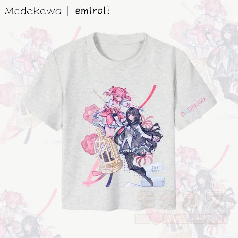 MODAKAWA X emiroll Madoka Homura Grafik Damen Cropped T-Shirt 92% gekämmte Baumwolle - Grau - XL - image 3