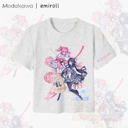 MODAKAWA X emiroll Madoka Homura Grafik Damen Cropped T-Shirt 92% gekämmte Baumwolle - Grau - XL - image 3