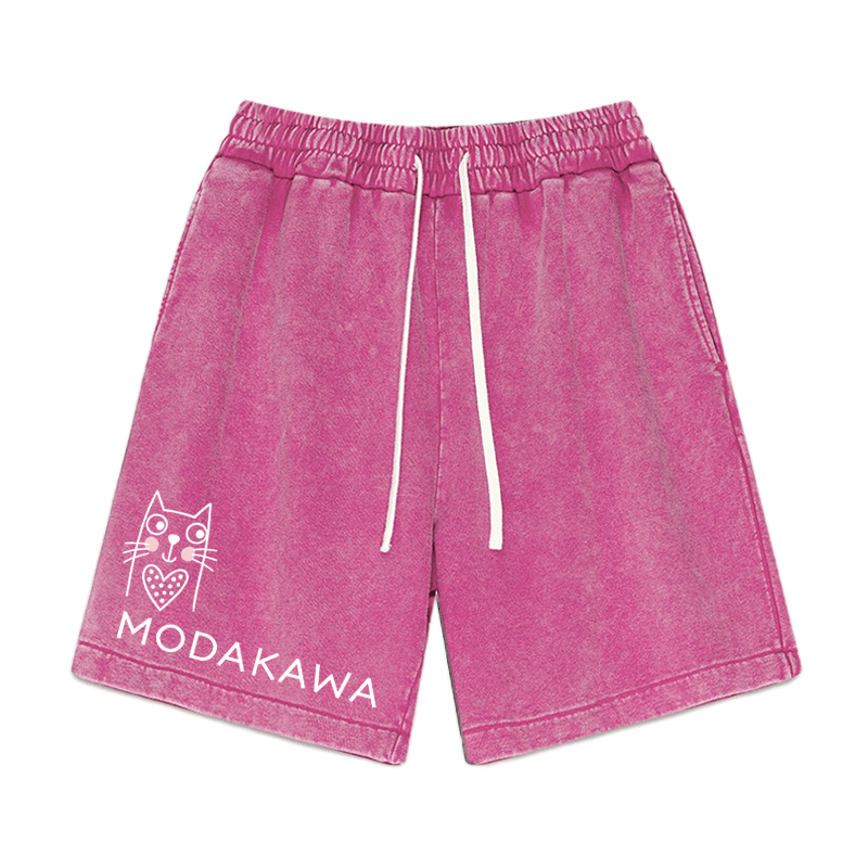 MODAKAWA Vintage Washed Shorts mit Kitty-Print - Rosenrot - 3XL - image 5