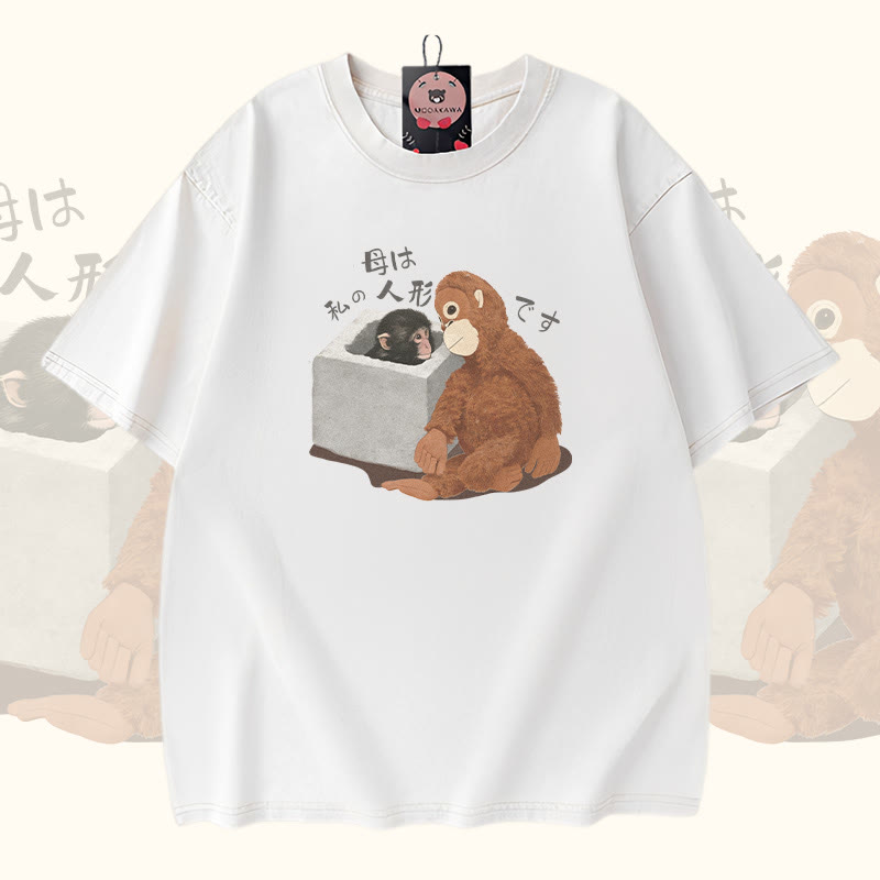 Monkey Modakawa Vintage Washed 100% Cotton T-Shirt - White - 5XL - image 3