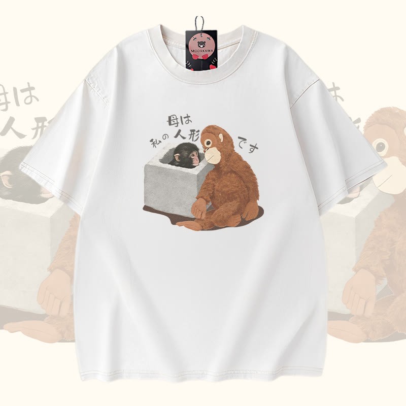 Monkey Modakawa Vintage Washed 100% Cotton T-Shirt - White - 5XL - image 3