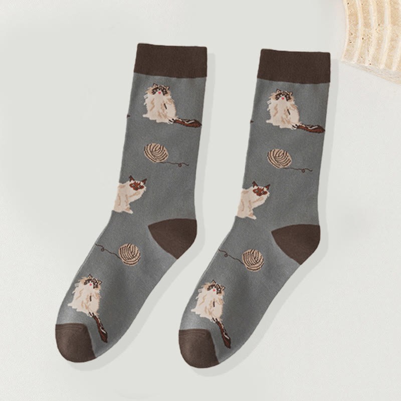 【 Kostenloses Geschenk bei Bestellungen über 80 $】Katzen-Cartoon-Baumwollsocken bis zur Mitte der Wade - image 3