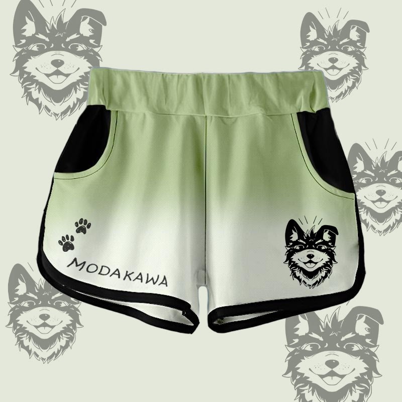 MODAKAWA Gradient Smiling Koda Graphic Shorts - Green&White - 5XL - image 5