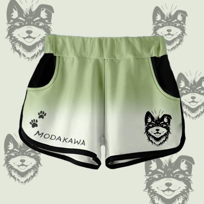 MODAKAWA Gradient Smiling Koda Graphic Shorts - Green&White - 5XL - image 5