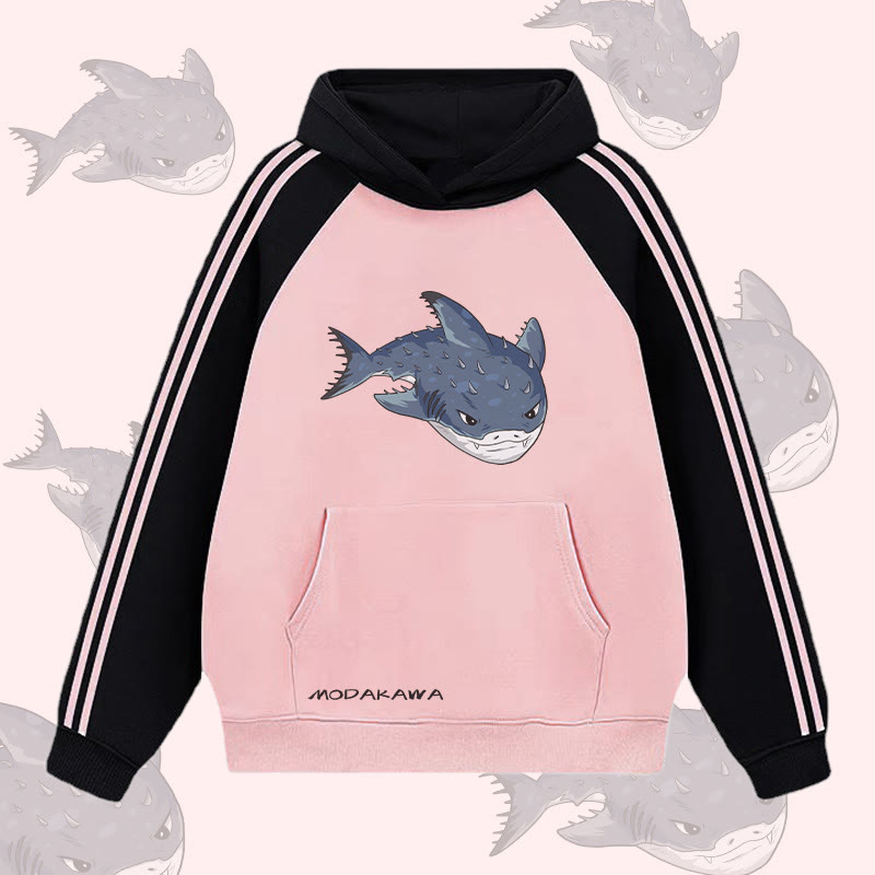 MODAKAWA Spurdog Shark Graphic Farben Block Fleece Lined Hoodie - Pink - 2XL - image 3