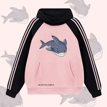 MODAKAWA Spurdog Shark Graphic Farben Block Fleece Lined Hoodie - Pink - 2XL - image 3