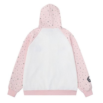 Hochwertiger, strapazierfähiger Kapuzenpullover mit Sternenprint, Katzenstickerei und Reißverschluss - image 5