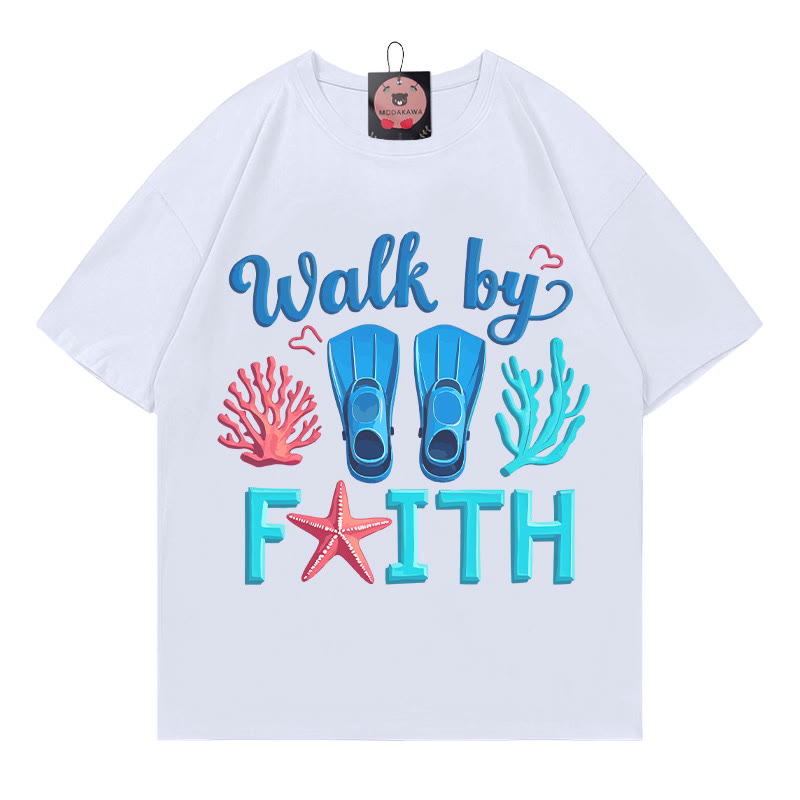 WALK BY FAITH Korallenmuster Modakawa T-Shirt - White - 5XL - image 3