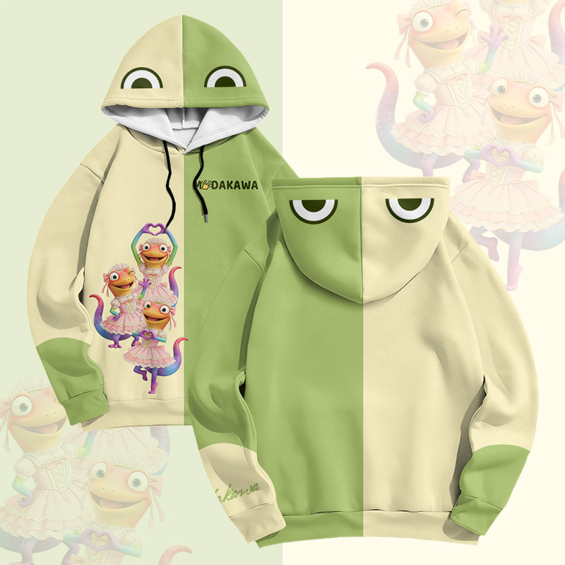 Modakawa Pullover-Hoodie mit Lizard Ballet Grafik und Farben -Design - Green - 6XL - image 5