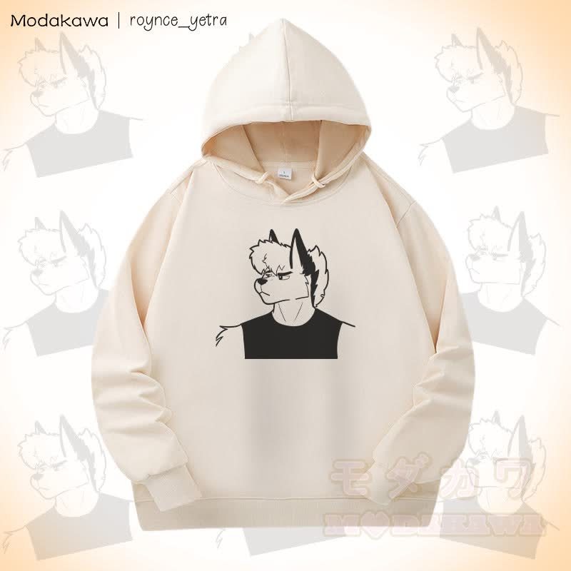MODAKAWA X roynce_yetra Roy Frowns Grafik-Baumwollhoodie mit Seitentaschen - Aprikose - 5XL - image 3