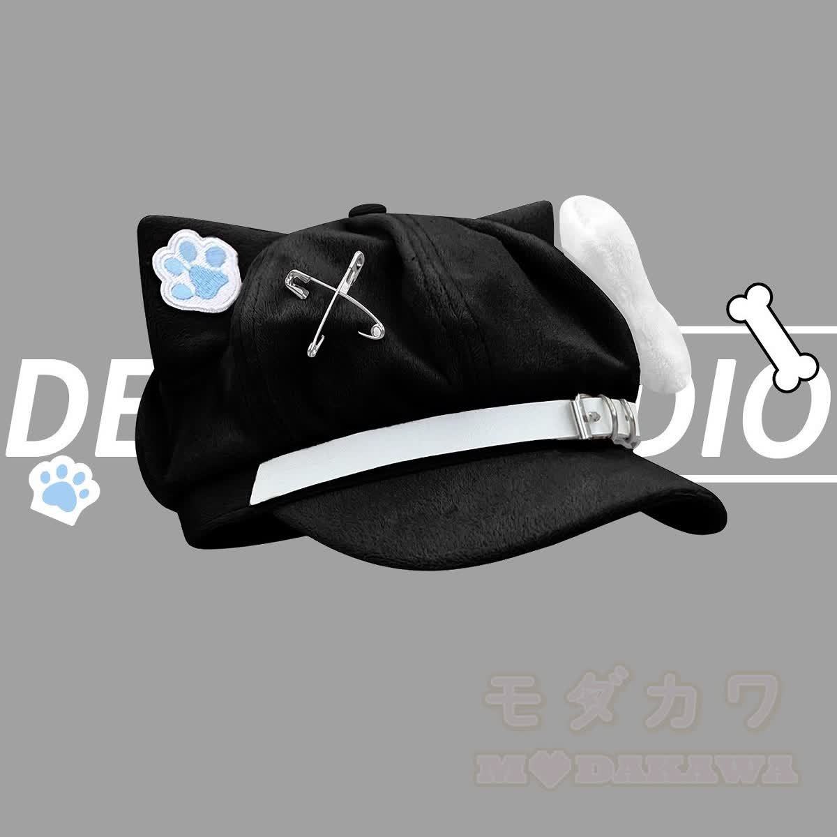 Schwarze Katzenohren-Gothic- Y2K -Baskenmütze - M - M(56-58cm) - image 14