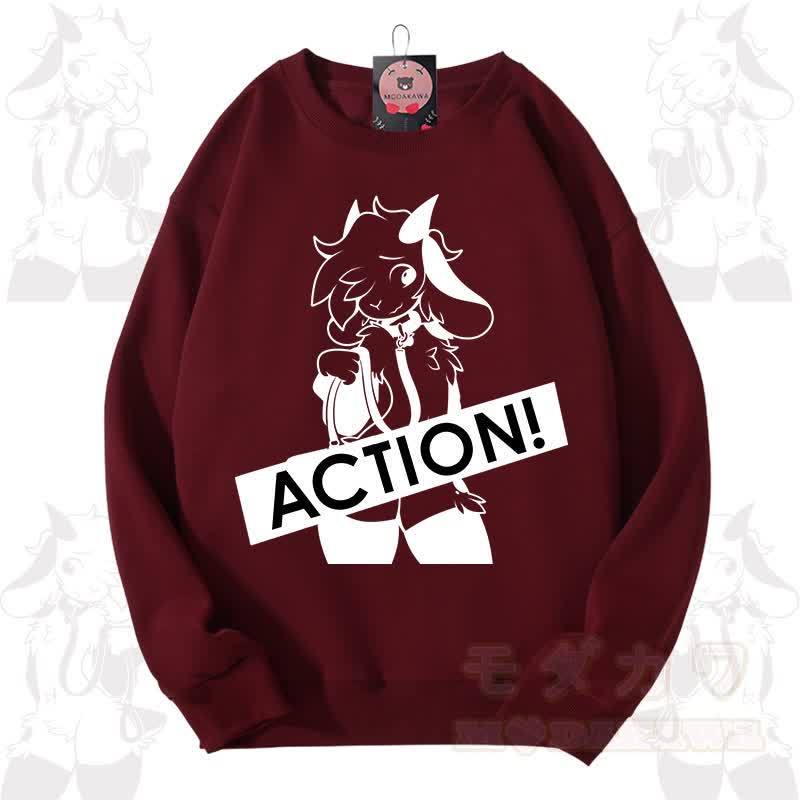 MODAKAWA X zarckets ACTION Goat Graphic Unisex Sweatshirt - Rot - 3XL - image 8