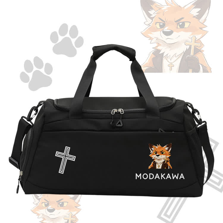 Modakawa Sporttasche mit großem Fassungsvermögen und Fuchs-Kreuz-Grafik - Black - 55*28*26 cm - image 3