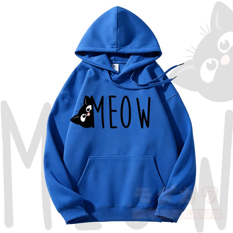 MODAKAWA MEOW Kapuzenpullover mit Katzenprint und Fleece-Futter - Blau - 3XL - image 9