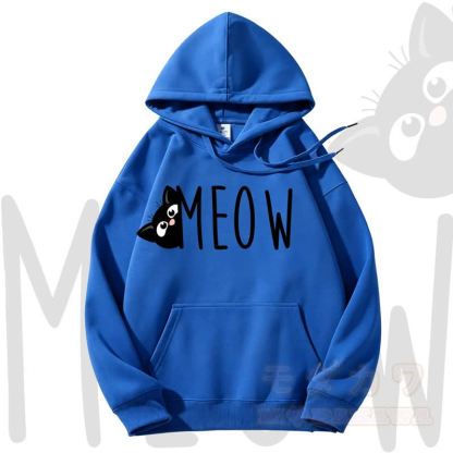 MODAKAWA MEOW Kapuzenpullover mit Katzenprint und Fleece-Futter - Blau - 3XL - image 9