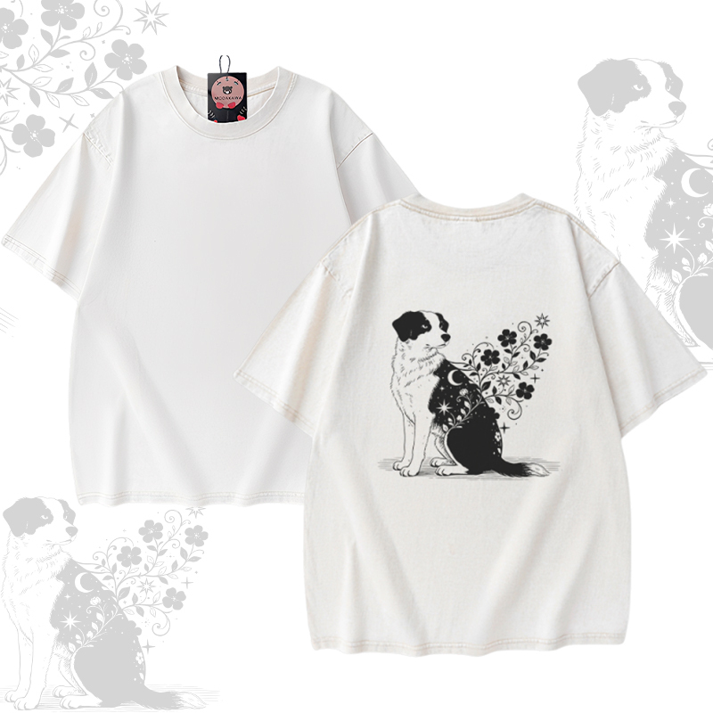 Modakawa Unisex Vintage T-Shirt mit Welpenmotiv - Apricot - 5XL - image 3