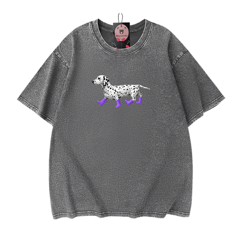 Dalmatiner-Grafik Modakawa Unisex Vintage Washed T-Shirt - Grey - 5XL - image 11