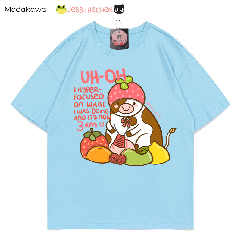 MODAKAWA X jessthechen Fruit Cow Grafik-T-Shirt - Blue - 5XL - image 4
