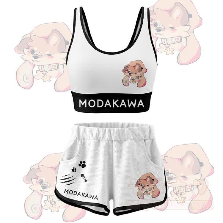 MODAKAWA X popipeko Puppy Graphic Crop Tank Tank Sport Top Shorts Bikini Matching Outfit - Weißes Set - 5XL - image 13