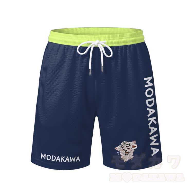 MODAKAWA X atka Fox Wants Meat Grafik Herren Sport T-Shirt mit Kordelzug Shorts passendes Outfit - Blaue Shorts - 5XL - image 9